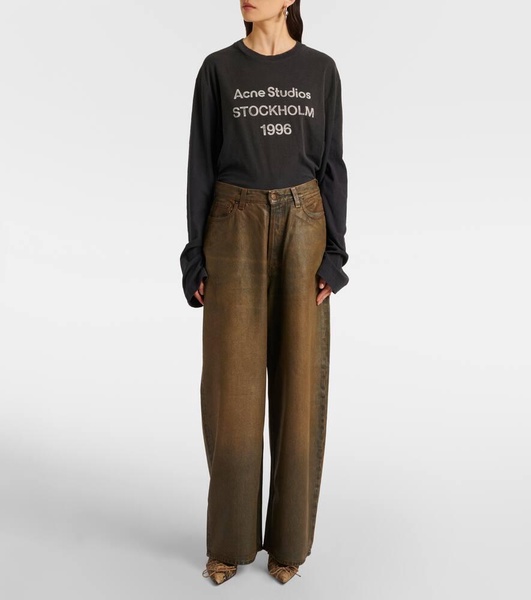 2023 coated mid-rise wide-leg jeans