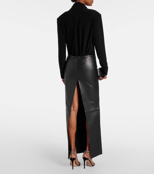 Low-rise leather maxi skirt