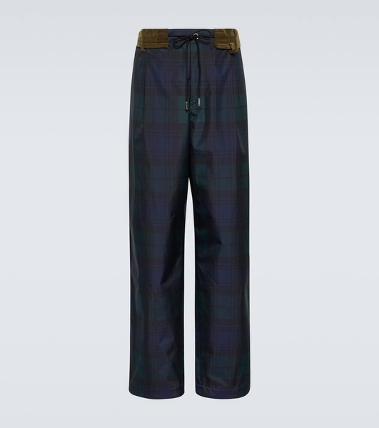 Tartan taffeta straight pants