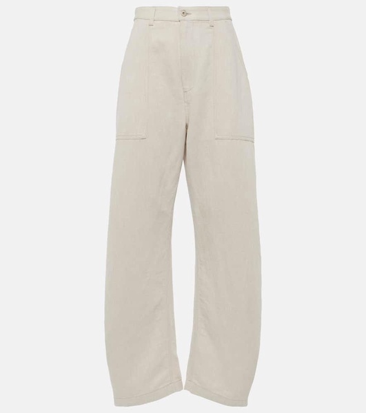 Balloon cotton and linen wide-leg pants