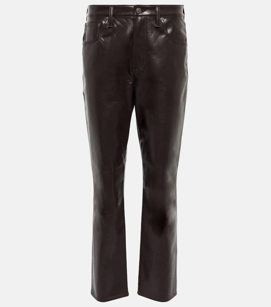 Jolene high-rise slim-fit leather-blend pants