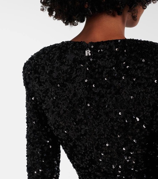 Bow-detail sequined minidress