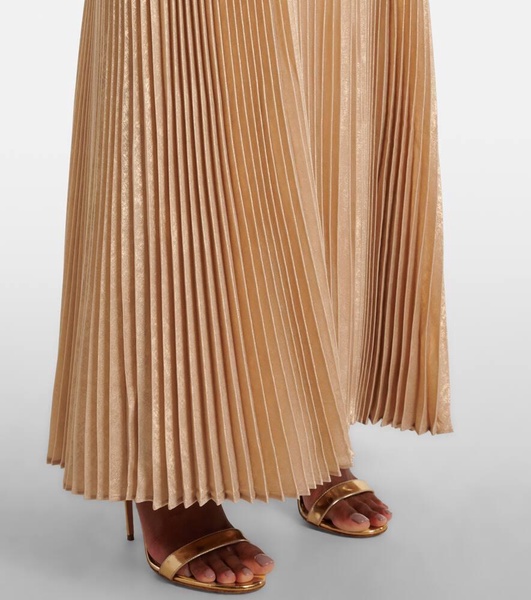 Varenya pleated satin midi dress