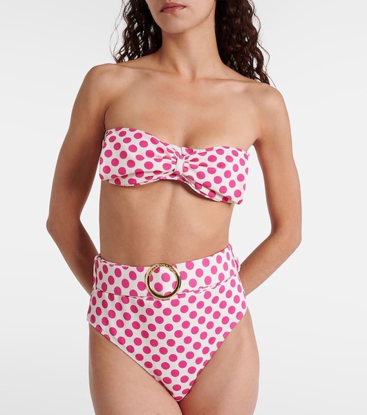 Clara polka-dot gathered bikini top