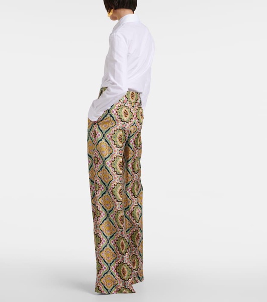 Printed silk wide-leg pants 