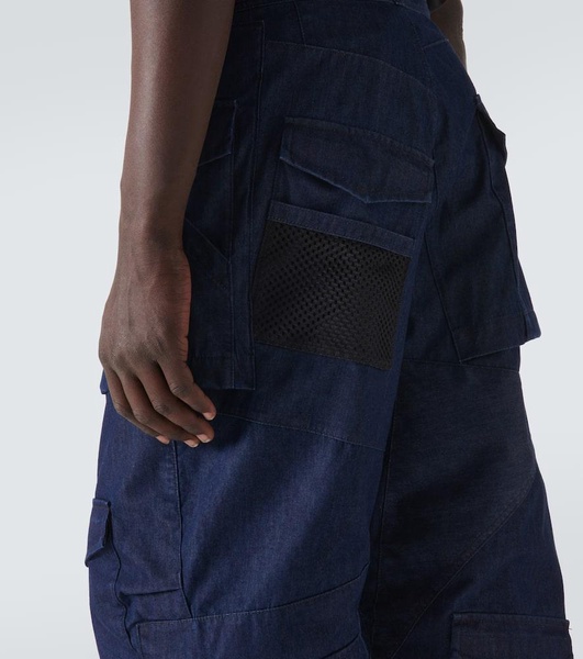 Deconstructed denim cargo pants