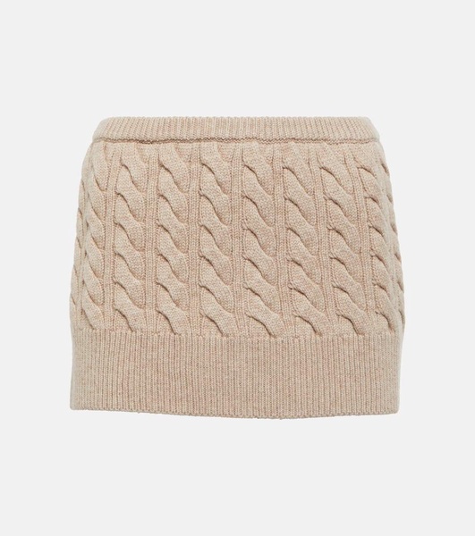 Low-rise wool and cashmere miniskirt