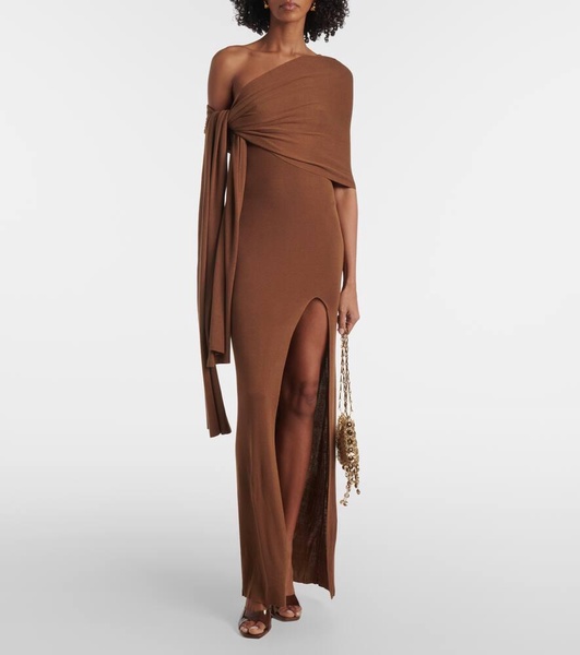 Hale one-shoulder silk-blend maxi dress