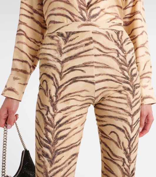 Tiger-print jersey flared pants