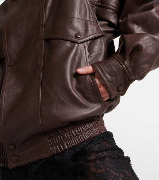 Leather bomber jacket