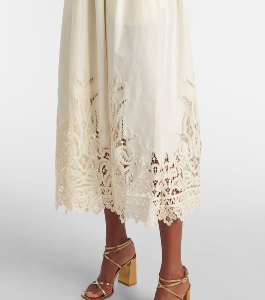 Palermo lace-trimmed cotton and silk gown