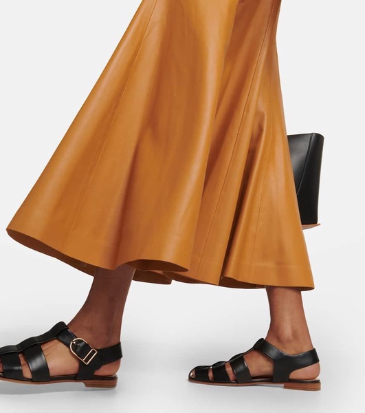 Eda off-shoulder leather midi dress