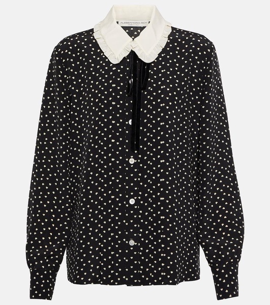 Polka-dot silk-blend blouse