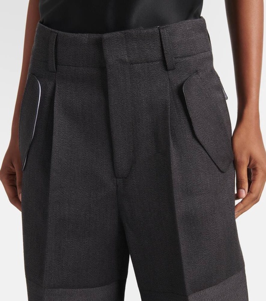 Paneled wool wide-leg pants