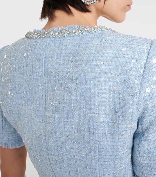 Sequined bouclé crop top