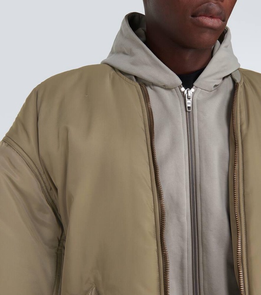 Hooded nylon bomber jacket