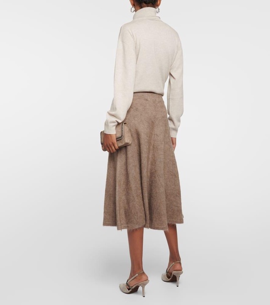 Wool-blend midi skirt