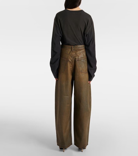 2023 coated mid-rise wide-leg jeans