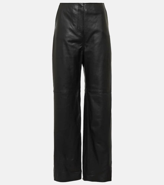 High-rise leather wide-leg pants