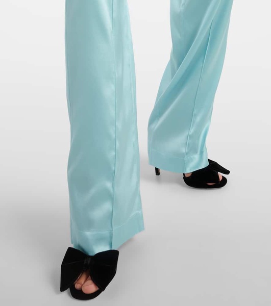 Silk-blend satin pajama pants