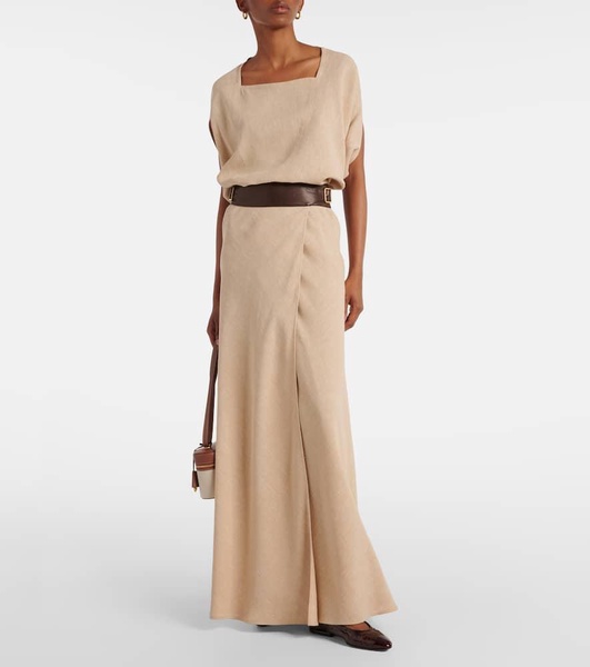 Irene linen crêpe wrap skirt