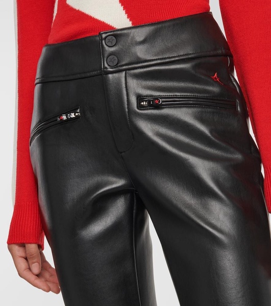 Mid-rise faux leather flared pants