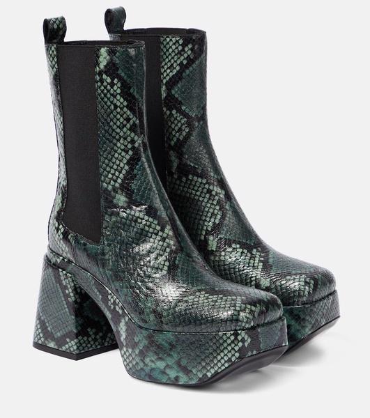 Snake-printed leather Chelsea boots