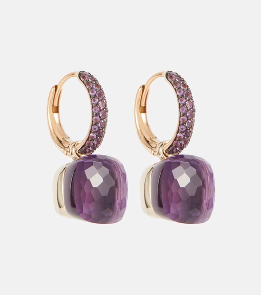 Nudo Classic 18kt rose and white gold earrings with amethysts and jades