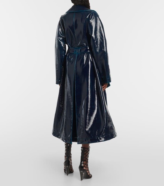 Coated wool-blend trench coat