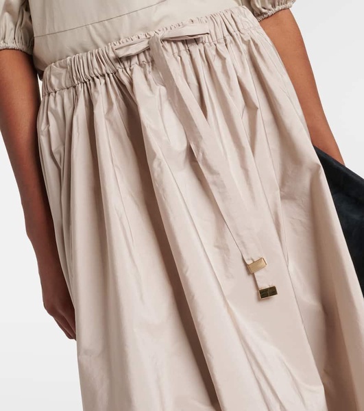 Pleated taffeta maxi skirt