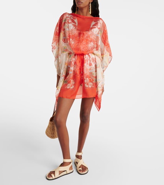 Printed silk kaftan