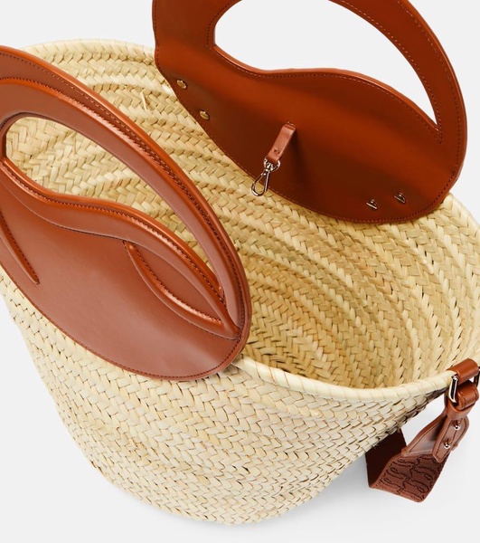 Biloumoon straw and leather basket bag