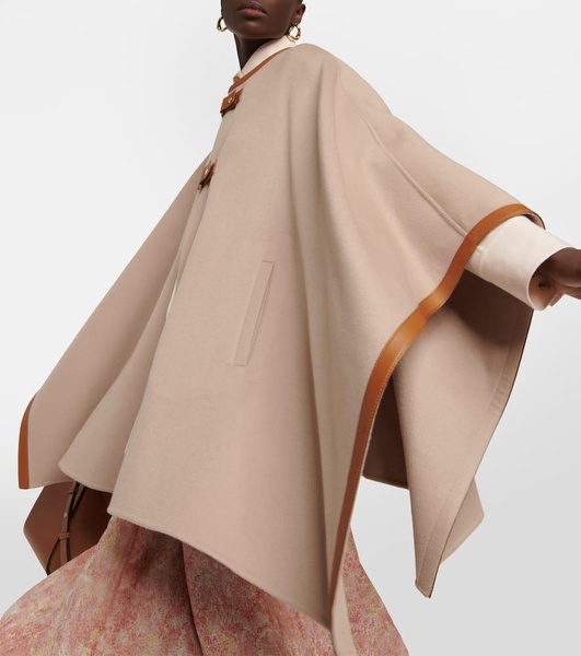 Kirna leather-trimmed cashmere cape