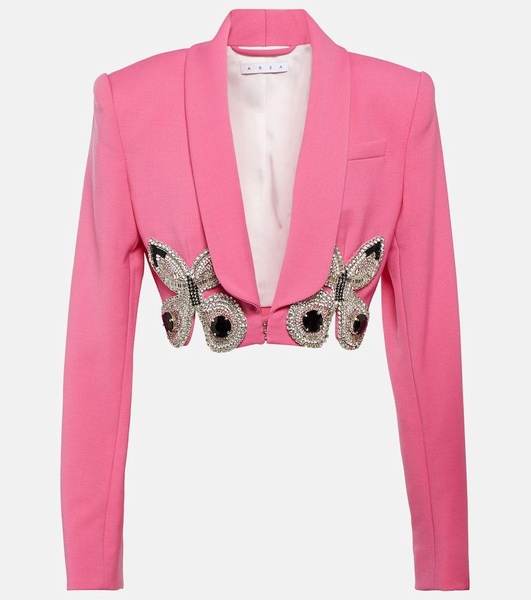 Embellished cropped wool blazer