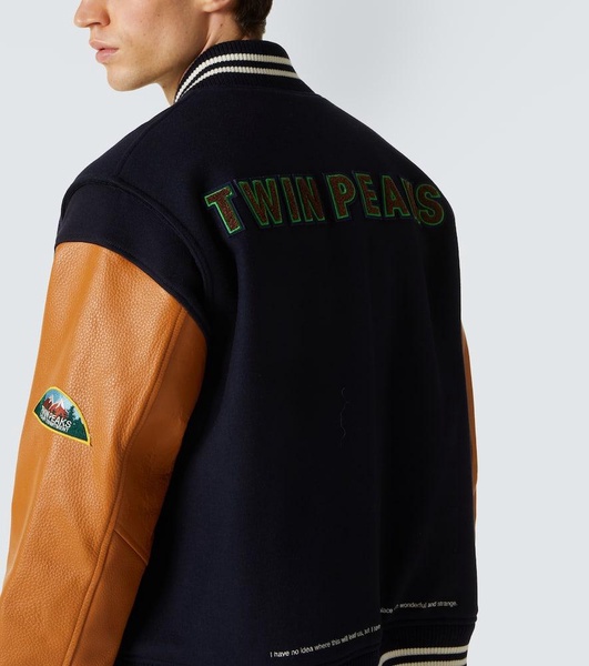 x Twin Peaks® leather-trimmed varsity jacket