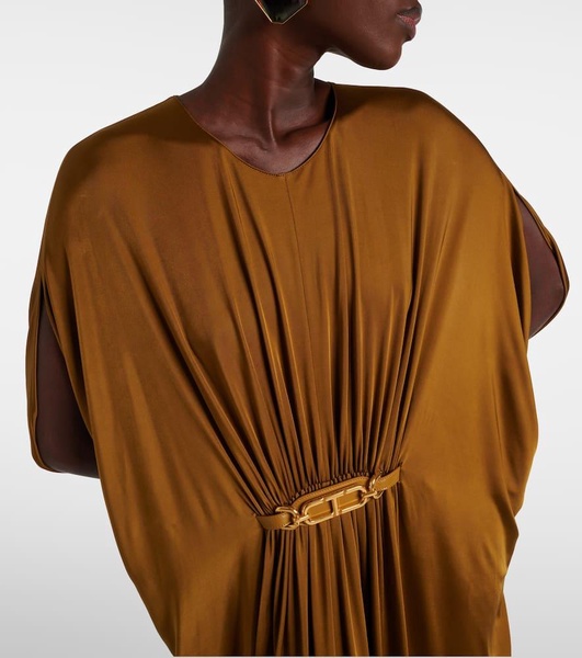 Belted satin jersey kaftan