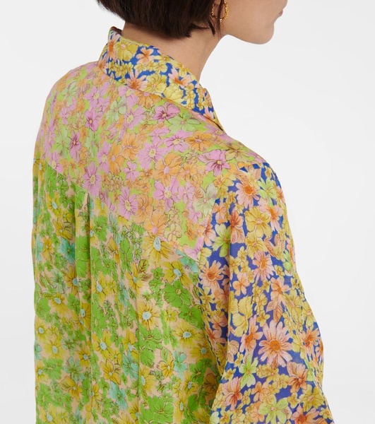 Oversized floral spliced shirt