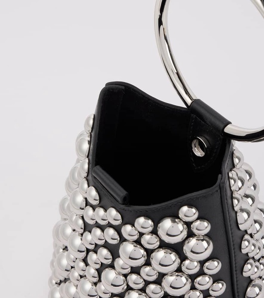 Ring Mini embellished leather bucket bag