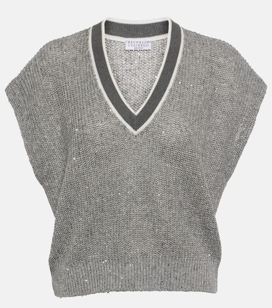 Linen-blend sweater vest