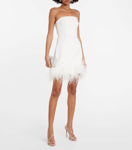 Bridal Evelyn feather-trimmed minidress