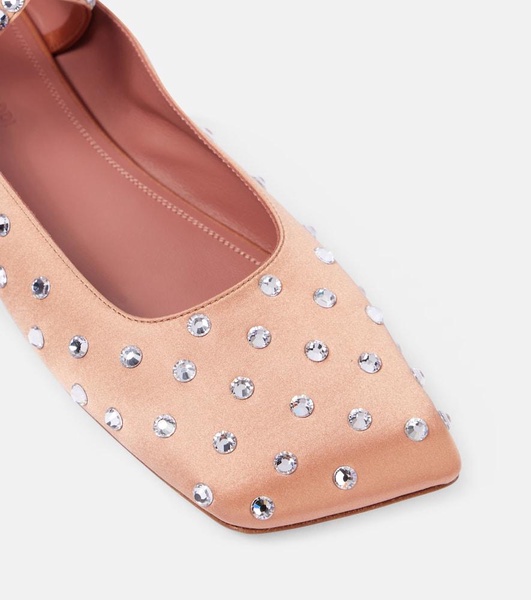 Ane crystal-embellished satin ballet flats