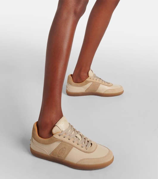 Tabs suede-trimmed leather sneakers