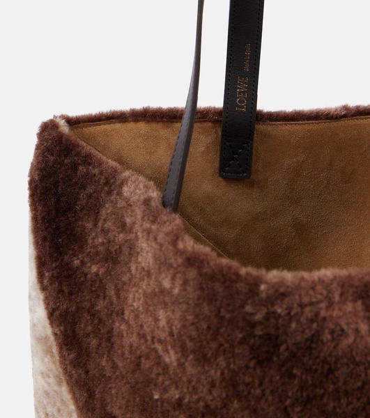 Puzzle Fold Large shearling tote bag