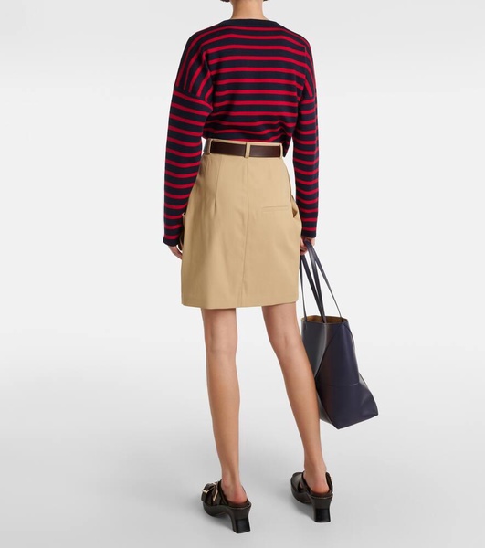 Belted cotton miniskirt