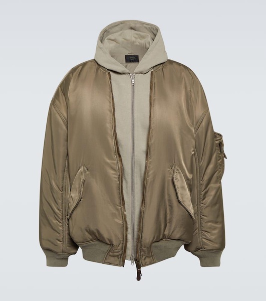 Hooded nylon bomber jacket