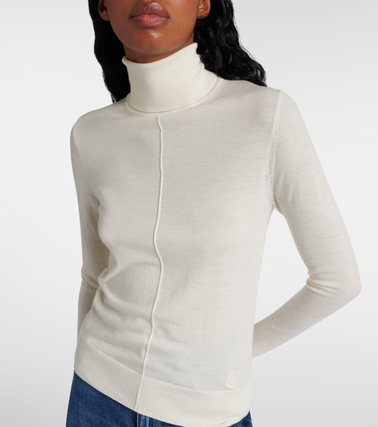 Semi-sheer wool turtleneck top