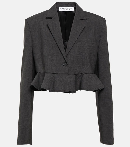 Cropped wool-blend blazer