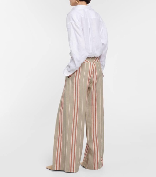 Notan striped wide-leg linen pants