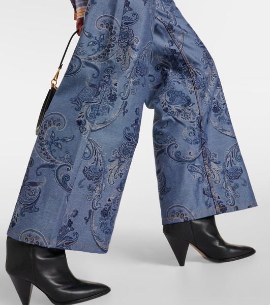 Paisley jacquard wide-leg jeans