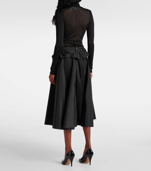 Deconstructed taffeta midi skirt